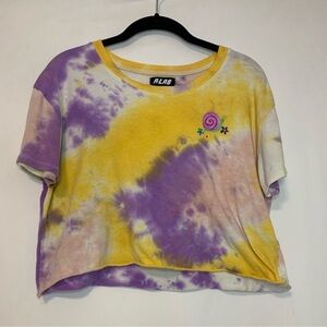 A-Lab Women’s Ballina Still Trippin' Tie Dye Crop Short Sleeve Shirt Size L
